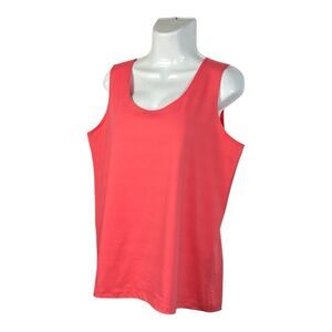 Chico's Tank Top Size 3/XL Coral Pink Scoop Neck Sleeveless Shell Blouse Career